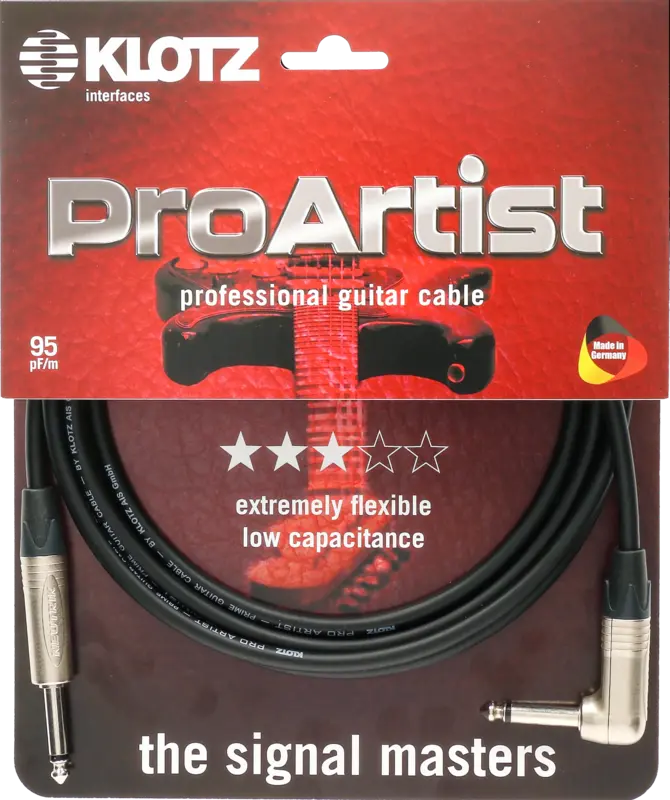 Klotz Pro Artist Jack Cable Nickel 6m Straight Angled