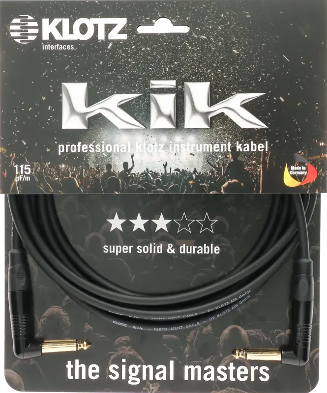 Klotz KIK Pro Instrument Cable Jack Jack Gold 6m Straight Angled