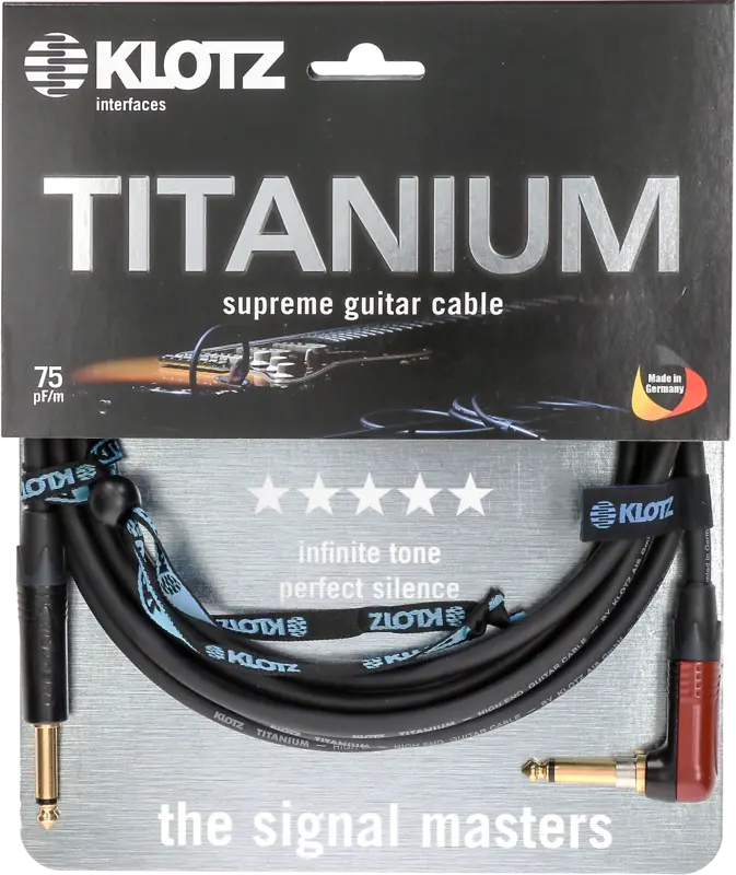 Klotz Titanium Supreme Jack Jack Cable 6m Straight Angled Silent Plug
